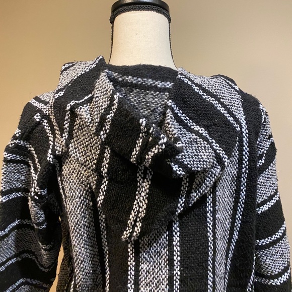 Gray Baja Hoodie Mexican Drug Rug Sweatshirt - Picture 7 of 10